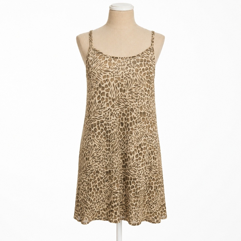 Y2K Victorias Secret Leopard Babydoll Mini Dress Size S Tan Animal Print Indie